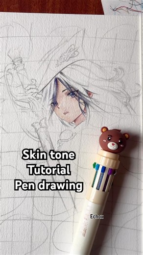 Pen drawing skin tone tutorial #art #pendrawing #anime #viral #tutorial #penart #short #fanart
