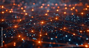 A digital visualization of a network representing decentralized manufacturing, highlighting collaboration and innovation