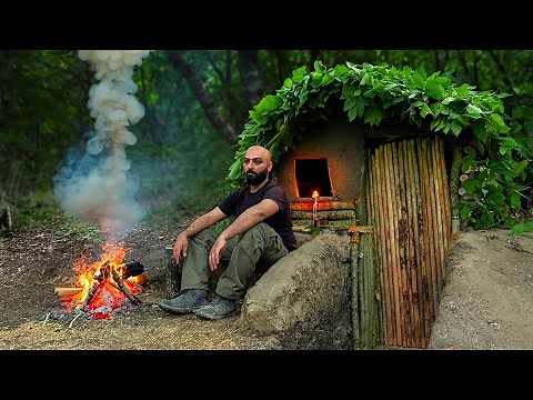 Built A Miniature House In The Forest From Sticks And Clay! Relaxing Bushcraft