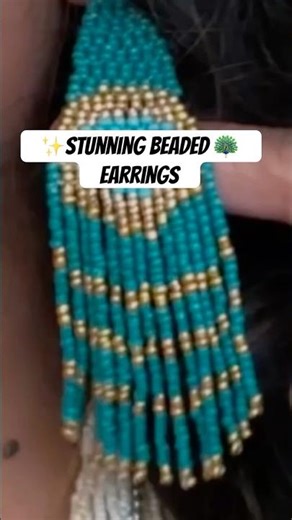 🔥You need to check this out, beautiful beaded 🦚 feather fringe earrings✨
