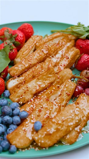 11K views · 153 reactions | Fried Halloumi with warmed honey makes a great appetizer in 5 minutes or less! https://themeddish.com/Fried-Halloumi | The Mediterranean Dish | Facebook