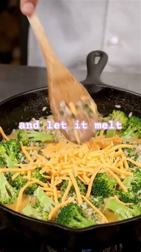 A key for making Skillet Broccoli-Cheddar Rice. #healthy #dietplan #cooking #recipe