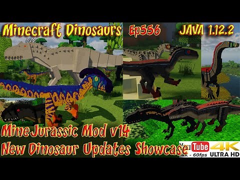 MineJurassic Mod v1.4 New Dinosaur Updates Showcase Minecraft JAVA 1.12.2 Dinosaurs HD 60FPS Ep556