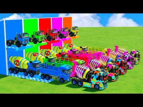 Garage with Colors - ALL MIXER TRUCK WITH DOUBLE FLATBED TRAILER TRUCK, RENAULT, SCANIA, IVECO FS22