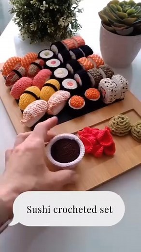 Crochet sushi set 🧡💕 #sushi #amigurumi #amigurumi #amigurumilove #crochetcreations #crochet #amigurumicrochet #sushilovers #sushiroll #keychain #crochetkeychain #keychains #crochetsushi #food #crochetfood | Crochet Secret Ideas