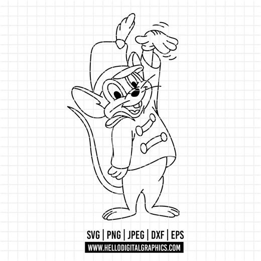 4998 - Timothy Q. Mouse Greeting Line Art Svg, Eps, Png, Dxf, Jpeg. Disneyy Dumbo Dtf - Etsy