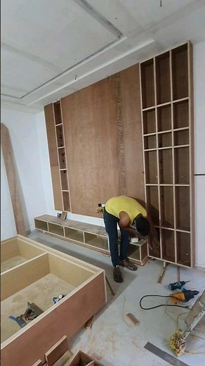 Big size tv unit making process #woodworking #carpentry #shortvideo