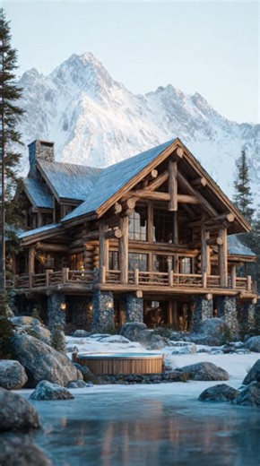 3.6K views · 215 reactions | Gigantic log cabin made from monumental timber beams. A rustic and cozy log cabin bedroom. A luxurious outdoor living space featuring a high vaulted wooden ceiling with exposed beams and ceiling fans. #cabincrewlife #cabincrewlifestyle #luxurycabins #CozyVibes #CabinLife #LogHome #CozyCabin #CabinVibes | Cabin vibes | Facebook