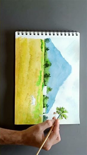 watercolor landscape #shorts #art #easydrawing #watercolor #love #painting #howtodraw #tutorial