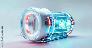 Electric accumulator featuring a built-in holographic screen with advanced energy readings. Electric accumulator