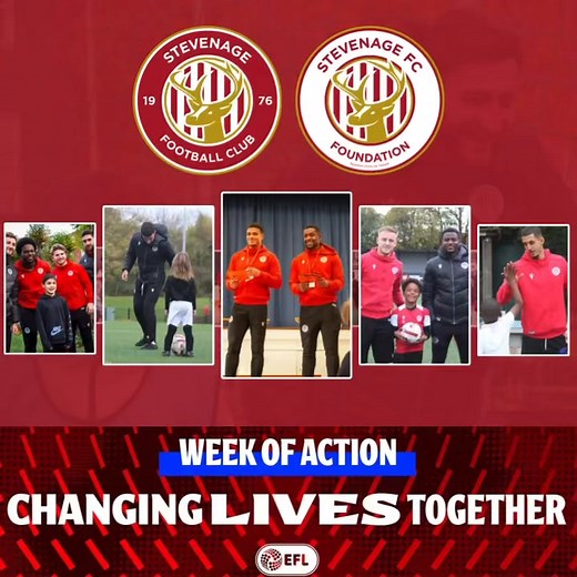 Stevenage FC and Foundation marked the EFL’s Week of Action by showcasing the Club’s ongoing commitment to the local community through a series of player visits to a variety of its initiatives ⚽️ Across the week, First Team players including Harvey White, Beryly Lubala, Jordan Roberts, Gassan Ahadme, Jovan Malcolm, Luther James-Wildin, Charlie Goode, Tyreece Simpson, Jasper Pattenden, Dan Sweeney and Nick Freeman engaged with hundreds of children and young people from school visits to anti-viole