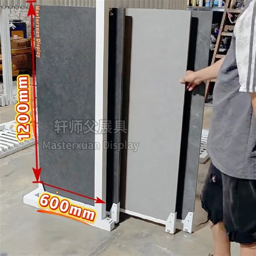 foshan tile display rack on Instagram: "This 60x120cm ceramic wall and floor tile display rack is a simple pull-out double-piece tile display rack, manufactured by Masterxuan Display Factory."