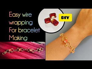 Wire wrapped bracelet made with crystal glass stone beads#diy#wirewrapping #bracelate#making#video