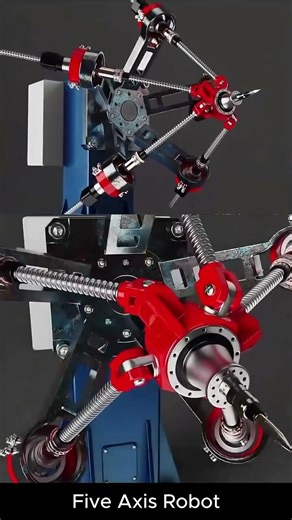 Machine tool spindle 5-axis robotic arm animation #MechanicalDesign #MechanicalPrinciples
