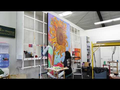 "Sunflower" Impressionist Landscape Oil Painting - Erin Hanson's Largest Sunflower Painting to Date