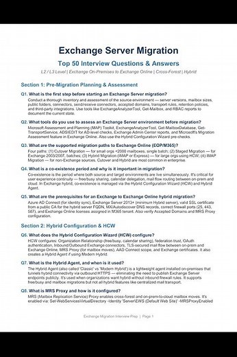 TOP 50 EXCHANGE SERVER MIGRATION INTERVIEW QUESTIONS FOR L3 AND L4 LEVEL