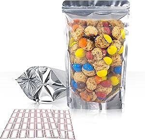 BELLE KR® 3x5 Small Mylar Bags for Freeze Dried Candy - Pack Of 100-4 Mil Thick - Resealable Bags for Small Business with See Through Window for Freeze Drying