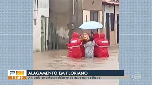 Alagamento em Floriano: a cidade amanheceu debaixo de água neste sábado