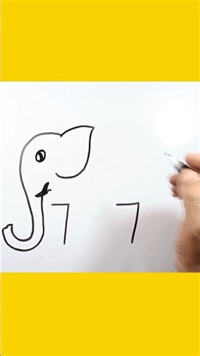 How to draw elephant from number 77 step by step 🐘 #shorts #shortsvideo #art #drawing #tutorial