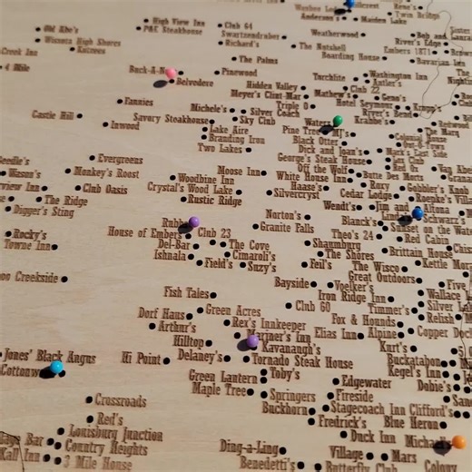 Wisconsin Supper Clubs Map- Track Your Adventures Using Push Pins to Mark Where You've Been! - Etsy