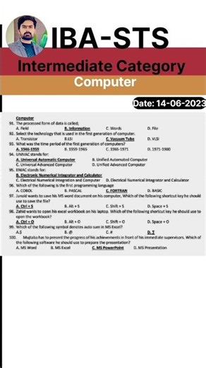 Intermediate Category | computer | Past Paper 14-06-2023