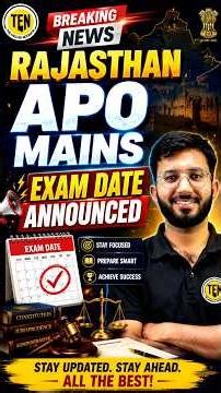 Rajasthan APO Mains 2026 Exam Date Announced