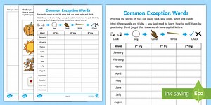 Spelling Practice: Common Exception Words (7) Activity Sheets (Ages 6 - 7)