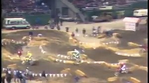 1985 Seattle Supercross (Night 2) Mark Barnett was a COMPLETE badass (gotta watch to the end). During night two of the two Seattle double header, Mark Barnett, Broc Glover and Scott Burnworth banged bars for second place. Glover was the points leader in the series and even though Barnett and Burnworth (and Ron Lechien) were tied for 6th in points, they were only 17 points out of the lead. So everyone wanted to cost Glover some points. On the last lap, Barnett rounded the final turn in second wit