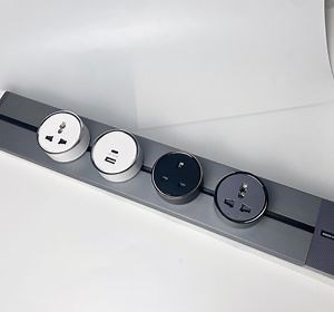 [Hot Item] 2025 Aluminum Movable Tabletop Socket for Office & Kitchen Power Rail Track with 3 AC Outlets 32A Rated Current