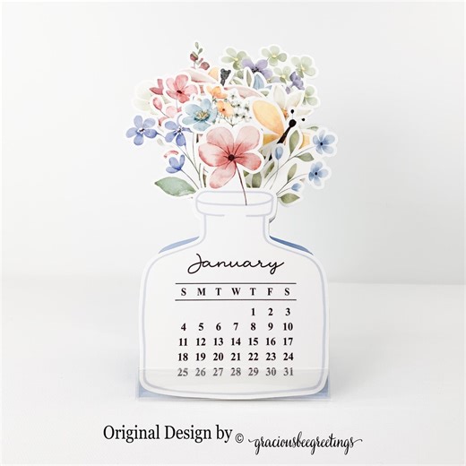 Floral Bouquet Pop-up 2026 Desk Calendar: Die-cut Meadow Flowers - Etsy