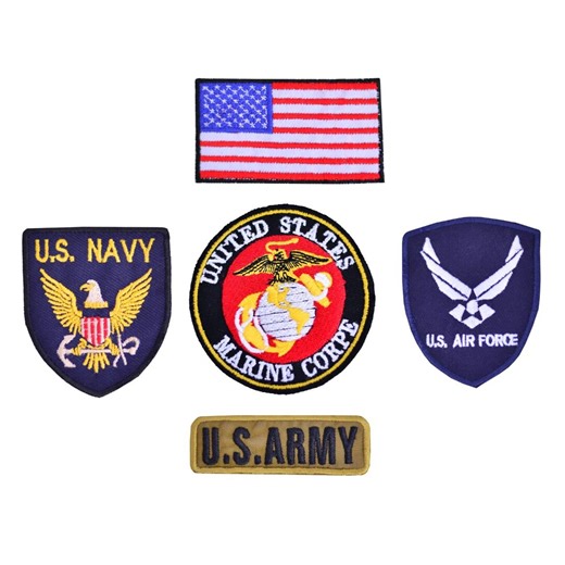 Embroidered Military Patch Set: Army, Navy, Air Force, Marine, Flag - Etsy