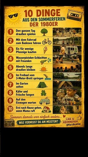 ☀️ 10 Dinge aus den Sommerferien der 1980er, die wir nie vergessen werden 🥲#80er #sommer #nostalgie