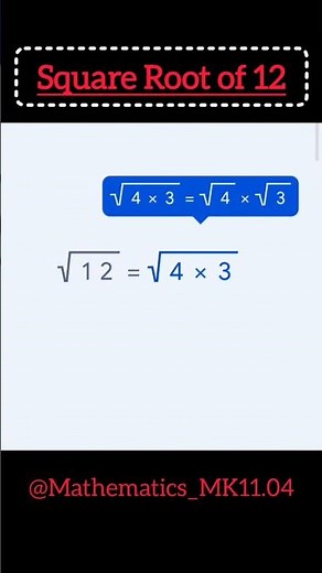 Square Root of 12 #maths #squareroot #youtubeshorts
