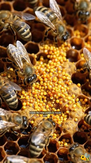 Did you know honey bees turn pollen into a special food called “bee bread” to feed their young? 🐝