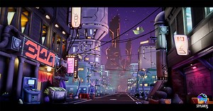Modular Stylized Cyberpunk Street | 3D Sci-Fi | Unity Asset Store