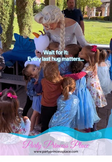 Every hug matters…even you in the corner 🫂 ❄️ ☃️ #elsa #elsaparty #frozen #princessparty #sweetmoments 👑 @Sarah Shelton