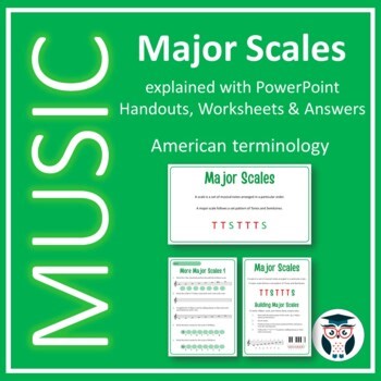 How To Build Major Scales - PowerPoint, 18 Print & Go Worksheets -American terms