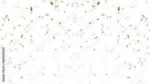 Colorful fireworks confetti explodes on white background, animation of the explosion and fall of confetti. confetti bomb effect from the inside glitter background with gold slowly falling in 4k video