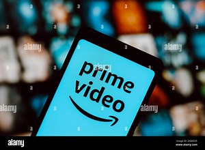 In this photo illustration, the Amazon Prime Video logo is displayed on a smartphone screen Stock Photo - Alamy