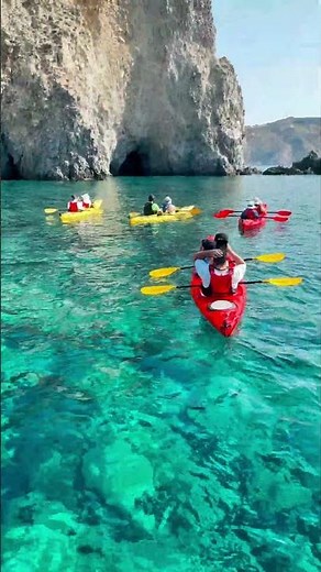 Kayaking through a coastal paradise! 🌊☀️ #milos #travel #greece
