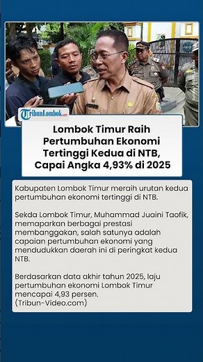 Lombok Timur Raih Pertumbuhan Ekonomi Tertinggi Kedua di NTB, Capai Angka 4,93 Persen di 2025