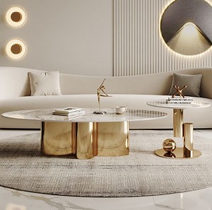 [Hot Item] Stainless Steel Base and Marble Top Luxury Modern Coffee Table