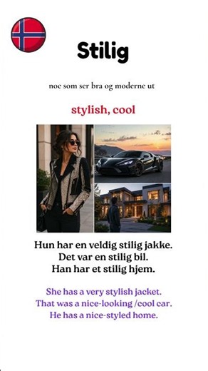 Learn Norwegian: Stilig. #learnnorwegian #norwegianvocabulary #norwegian #norskkurs