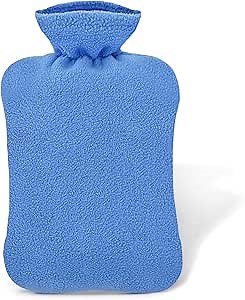 Attmu 2L Hot Water Bottle, Hot Water Bag for Pain Relief Menstrual Cramps, Hot & Cold Compress, Hand & Feet Warmer with Soft Polar Fleece Cover - Blue