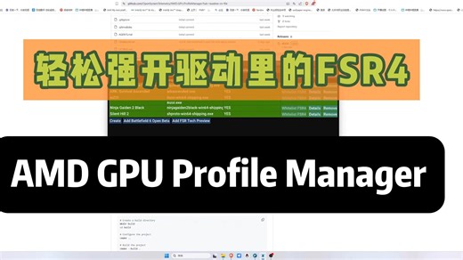 轻松强开FSR4的软件AMD GPU Profile Manager