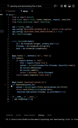 #coding the complete code of our project uploading and downloading files using flask framework