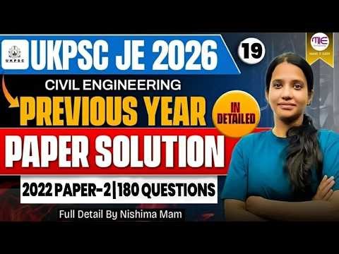 UKPSC JE Civil 2026 | 2022 Previous Year Paper Solution (Paper-2) — All 180 Questions Explained