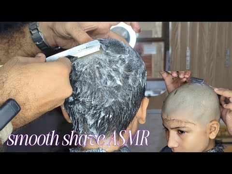 ASMR smooth and relaxing sound head shave tutorial zaibi barber shop