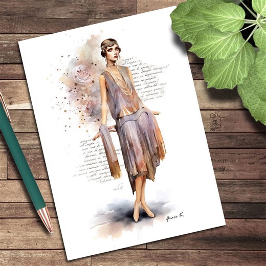 1920s Fashion Illustration Note Card, Night on the Town, Evening, Flapper - Etsy