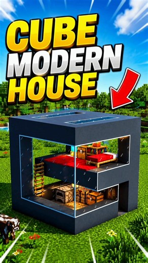 Minecraft Modern Cube House Tutorial! 🏡 Easy Survival Build #minecraft #shorts